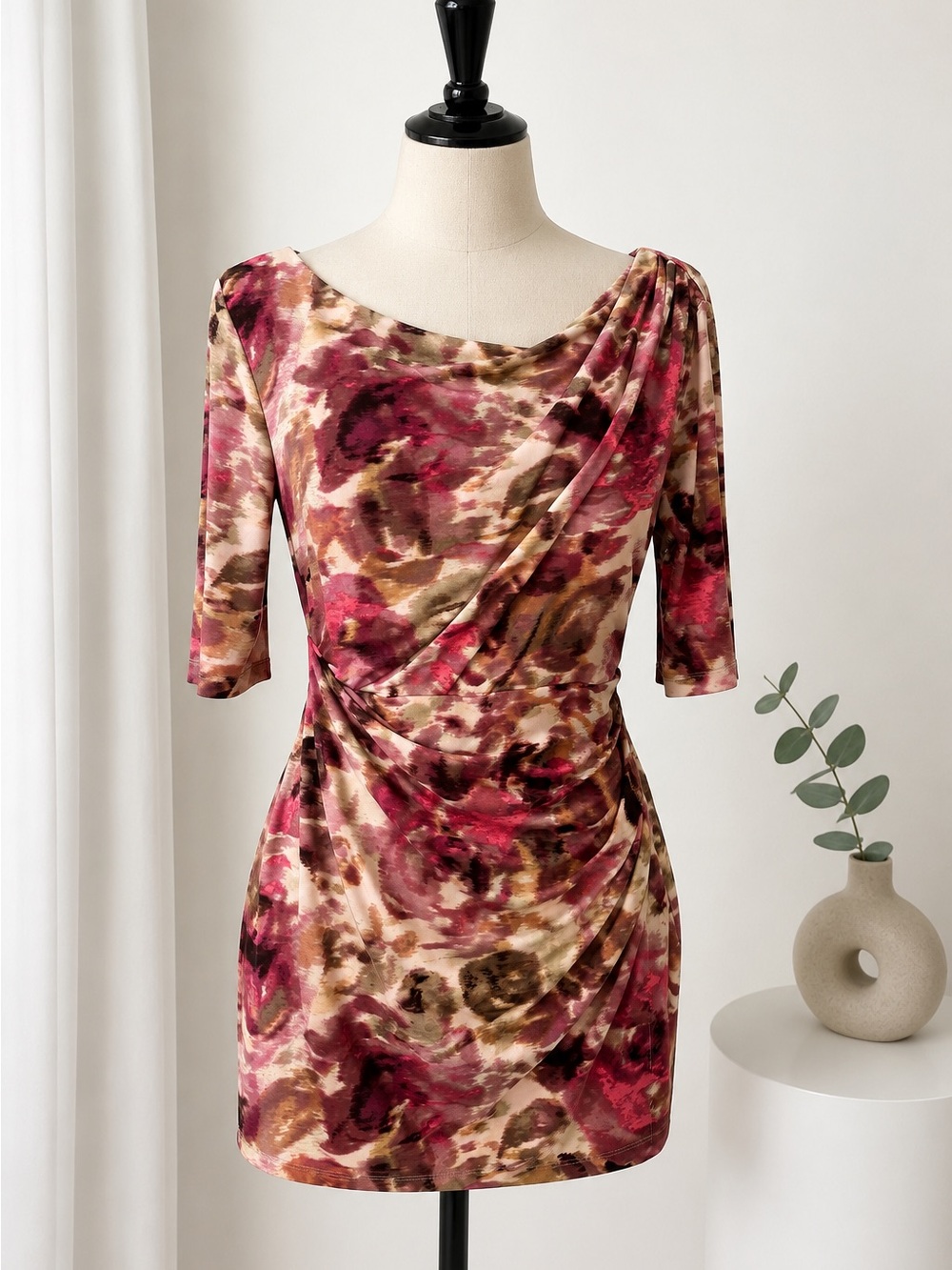 connected apparel Pink Multi Ruched Sheath Dress Sise 12